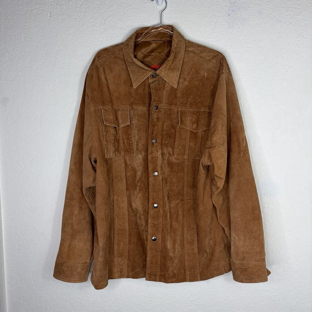 NDX Netherlands Camel Color Suede Snap Jacket Size XL 100% Leather, winter, READ